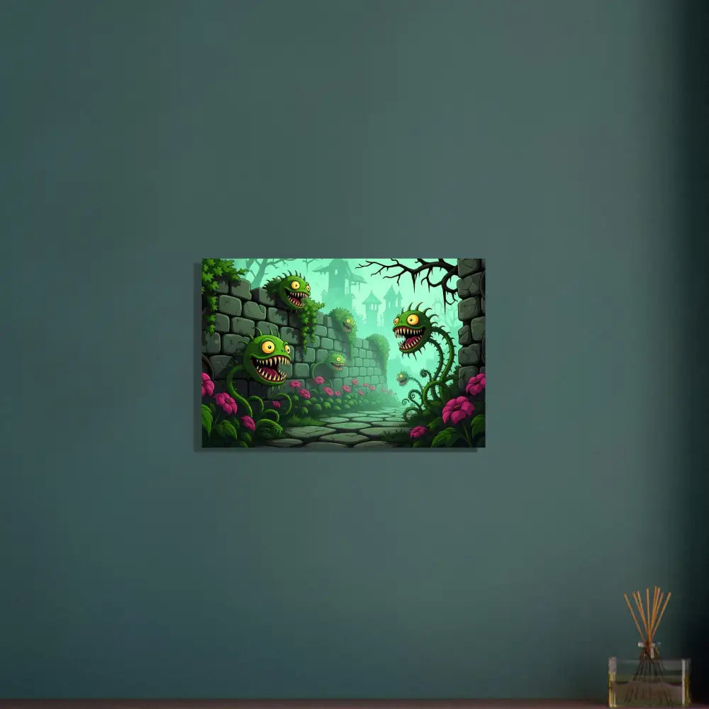Monster plant wall art Aluminum Print Grinvine Grove PixiOnyx Surreal Fantasy Nature