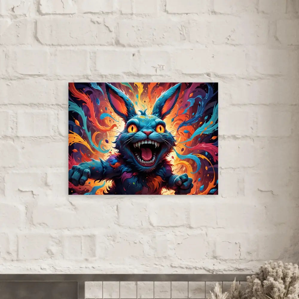 Colorful snarling rabbit art Aluminum Print Inferno Giggle Psycho Cottontail Edition