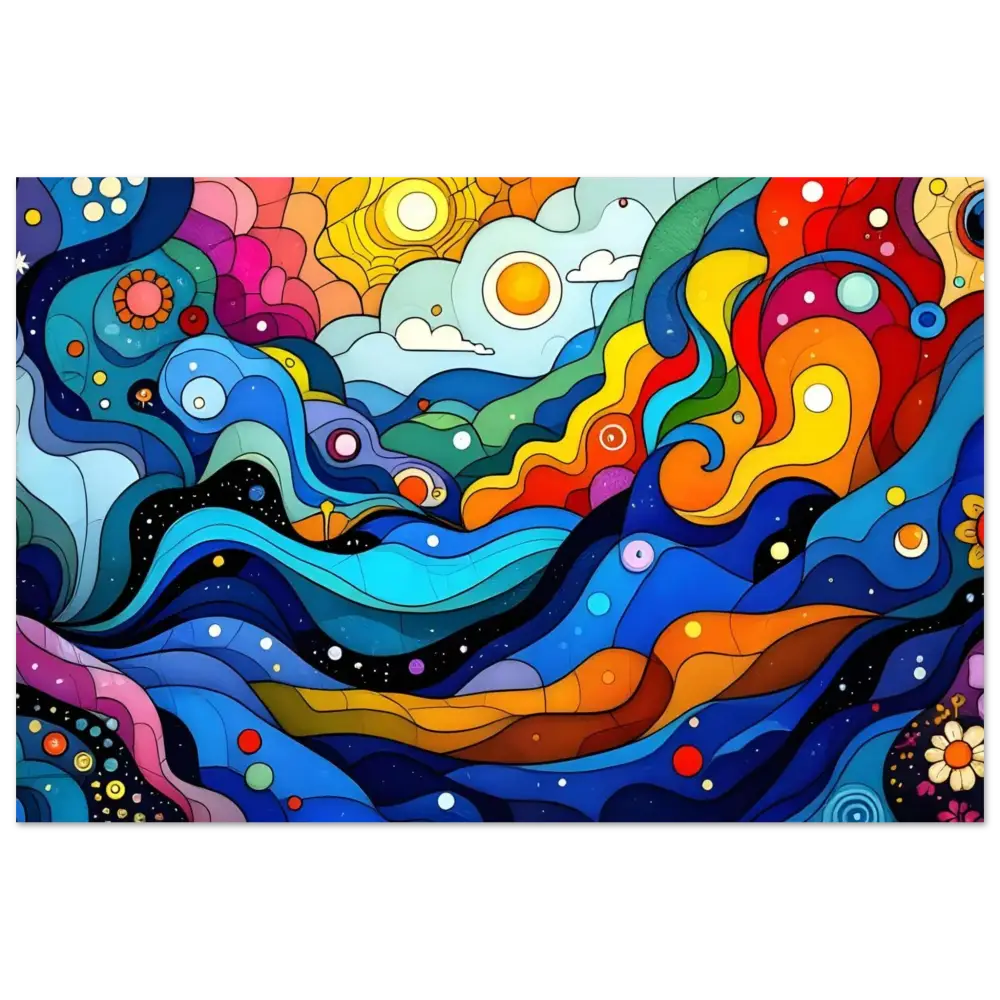 Colorful abstract landscape aluminum print for psychedelic wall art decor