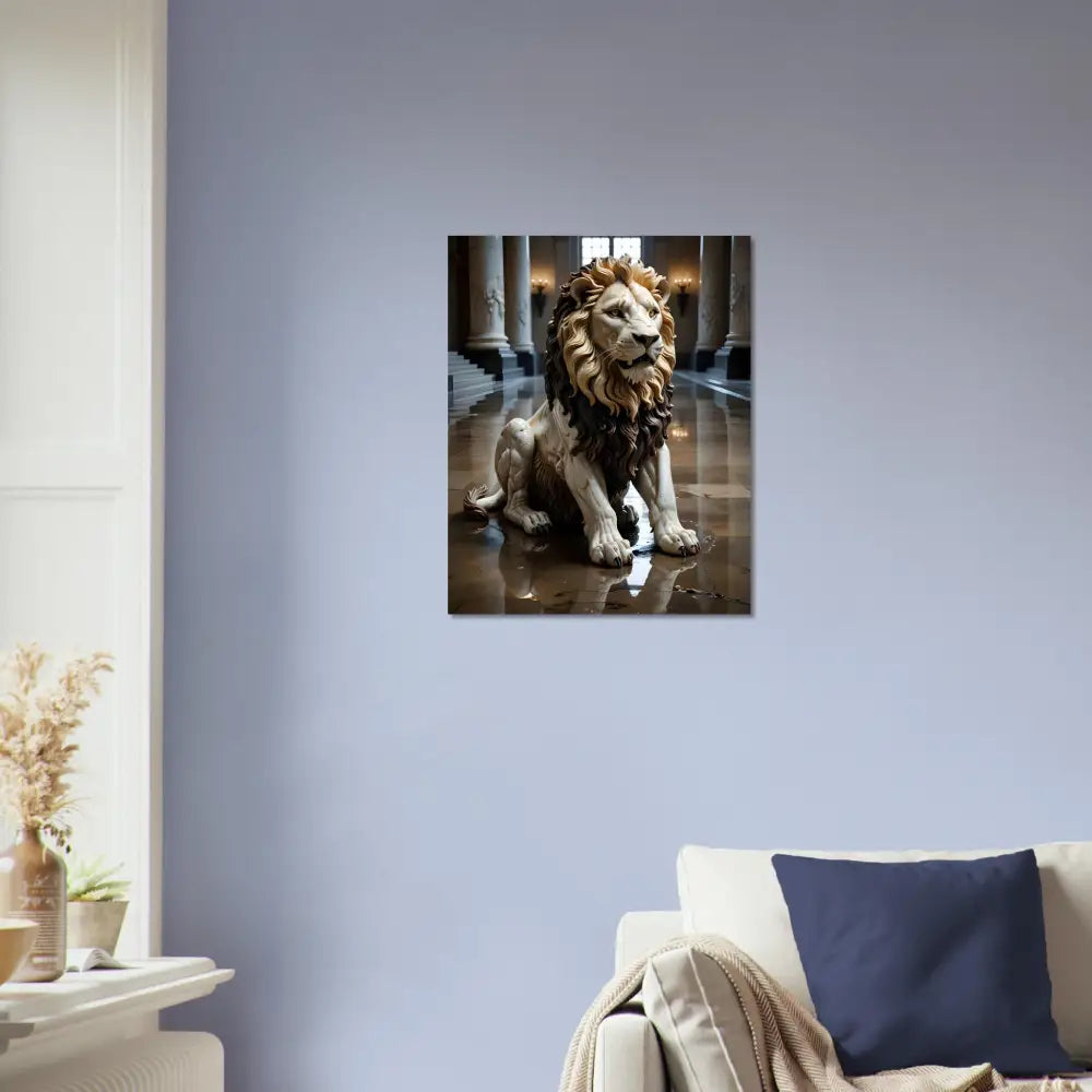 Aluminum print of Marble Lion statue art from PixiOnyx Regal Sculpture Series