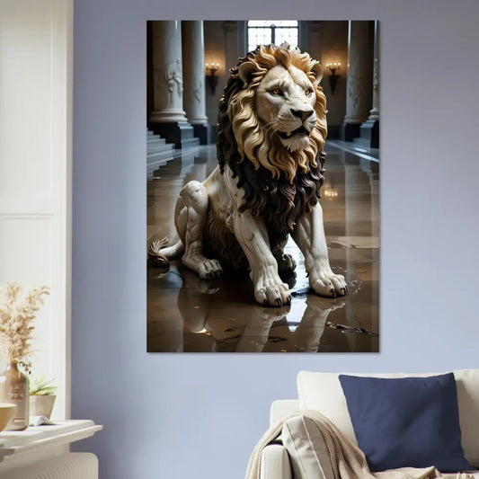 Aluminum art print of Marble Lion sculpture from PixiOnyx Regal Sculpture Series