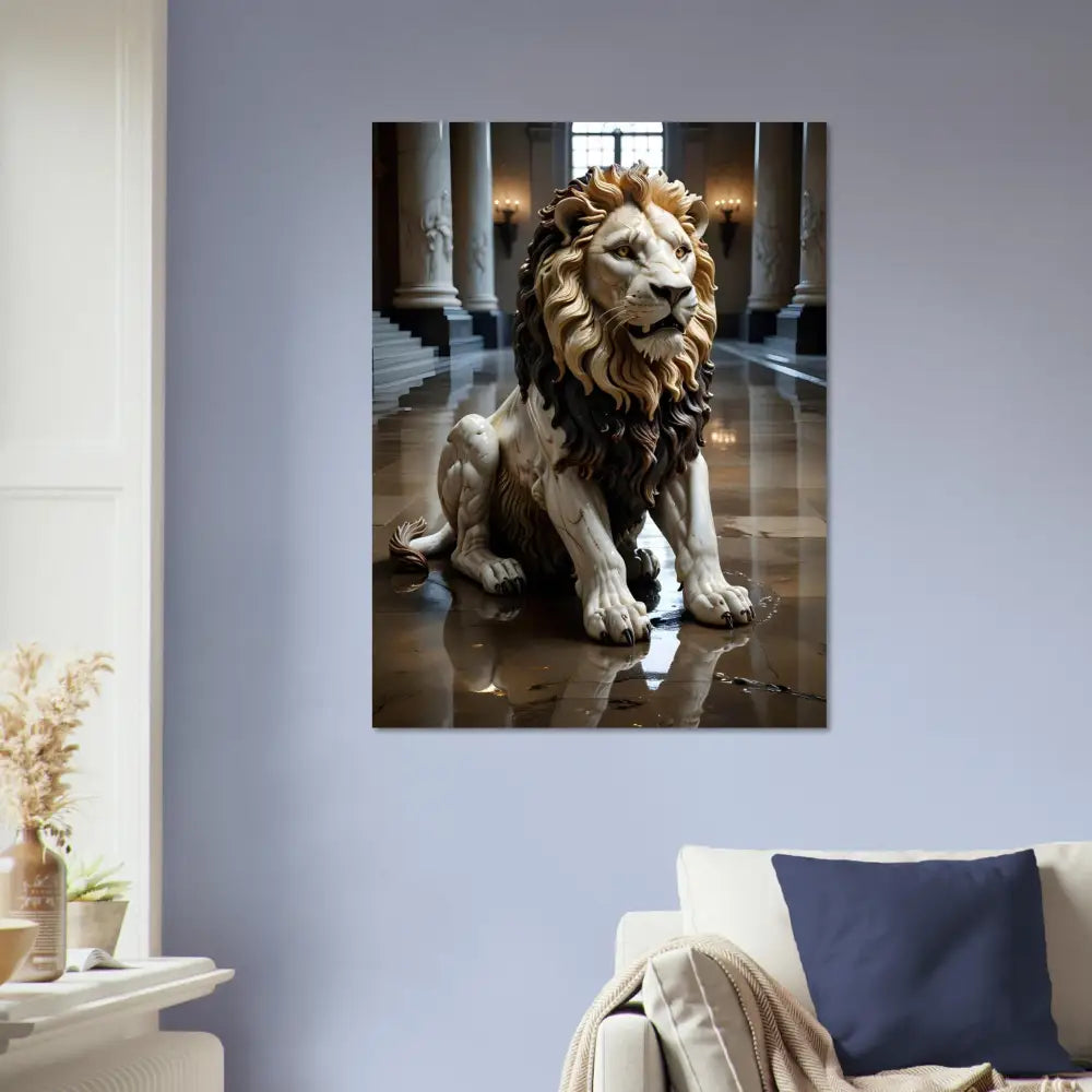 Marble Lion statue art print Aluminum Print Grand Hall PixiOnyx Regal Sculpture Series