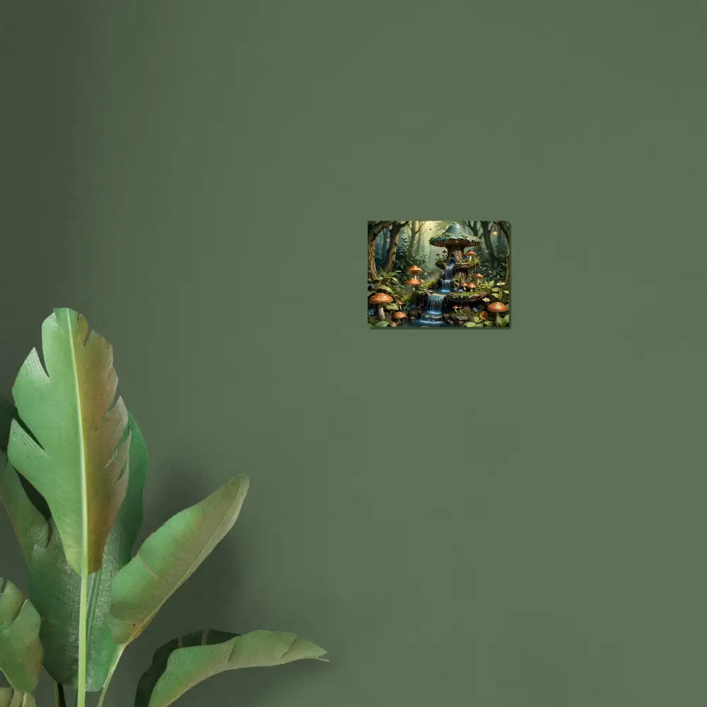 Enchanted Mushroom Forest Artwork on Aluminum Print in Mushroom Cascade Shrine Design