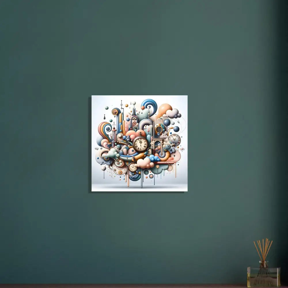 Colorful whimsical clockwork art on Aluminum Print Pastel Mechanica PixiOnyx Ultra-Modern Surreal Panel