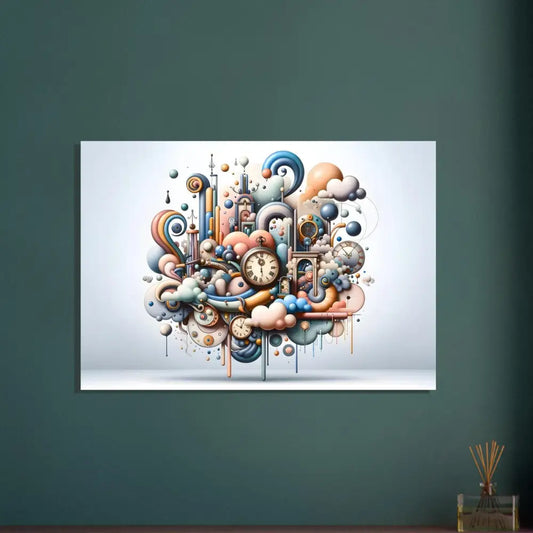 Colorful whimsical clockwork fantasy aluminum print Pastel Mechanica by PixiOnyx