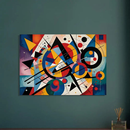 Abstract geometric painting on Aluminum Print Rhythmic Geometry by PixiOnyx Abstract Artistry