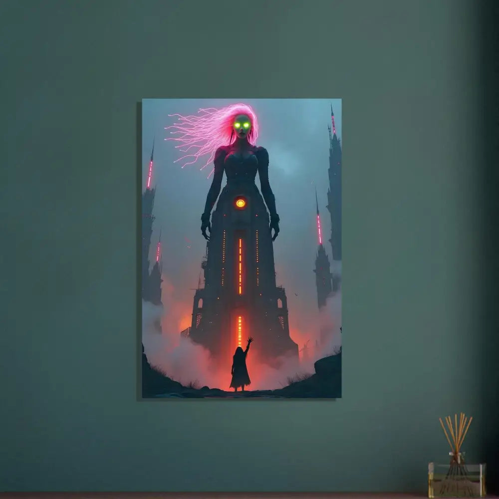 Neon-lit fantasy art print on vivid metal aluminum for Sci-fi Fairytale PixiOnyx