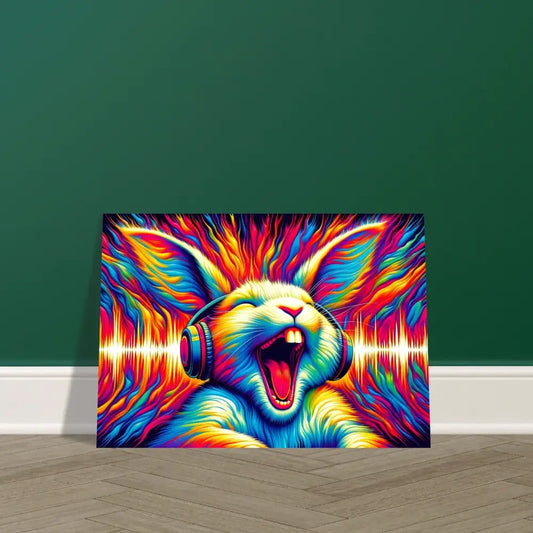 Colorful rabbit art print on Aluminum Print Sonic Scream Psycho Cottontail Quartet PixiOnyx Metal Echo Edition
