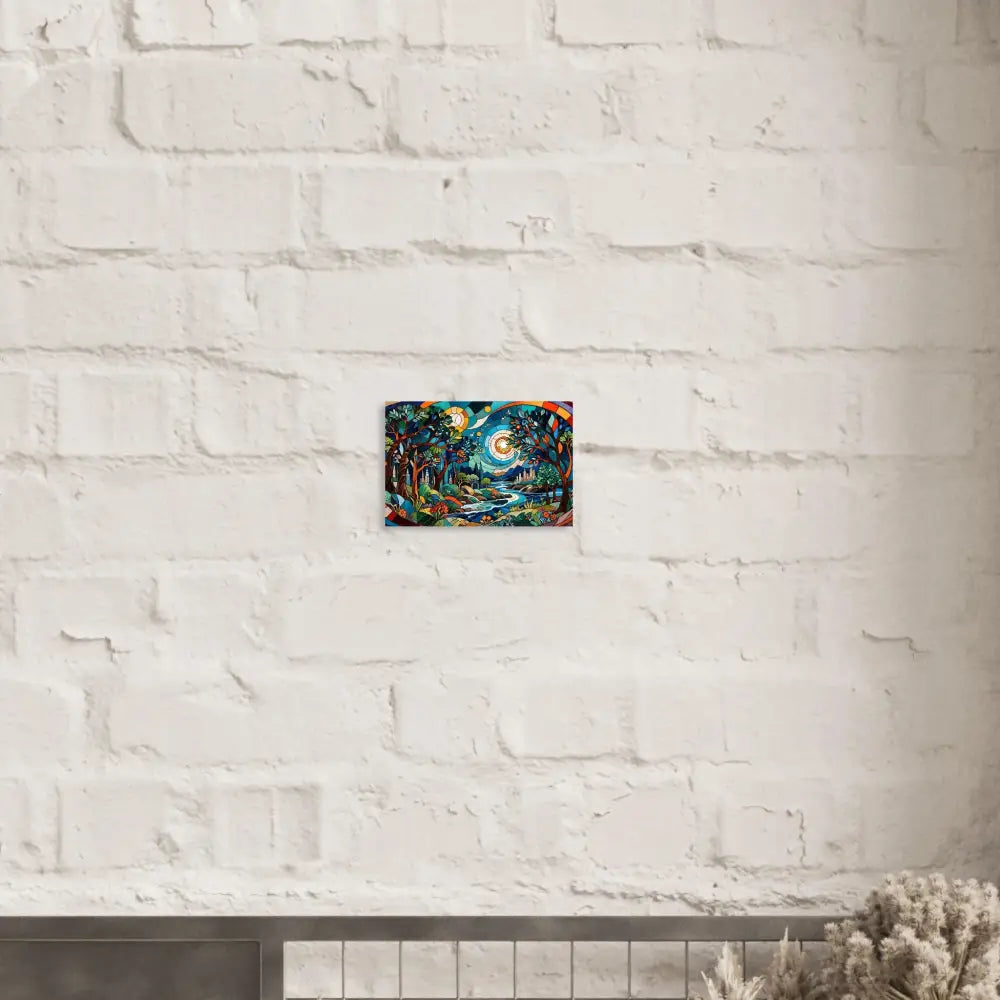 Colorful forest painting on Aluminum Print Stained Horizon in PixiOnyx Psychedelic Nature series