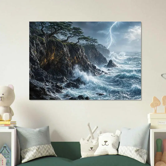 Stormy seascape on a smooth aluminum panel by PixiOnyx Elemental Metalworks