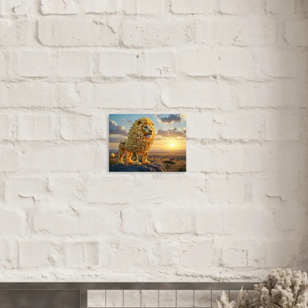 Lion artwork on wall aluminum print in PixiOnyx Whimsical Wilderness product