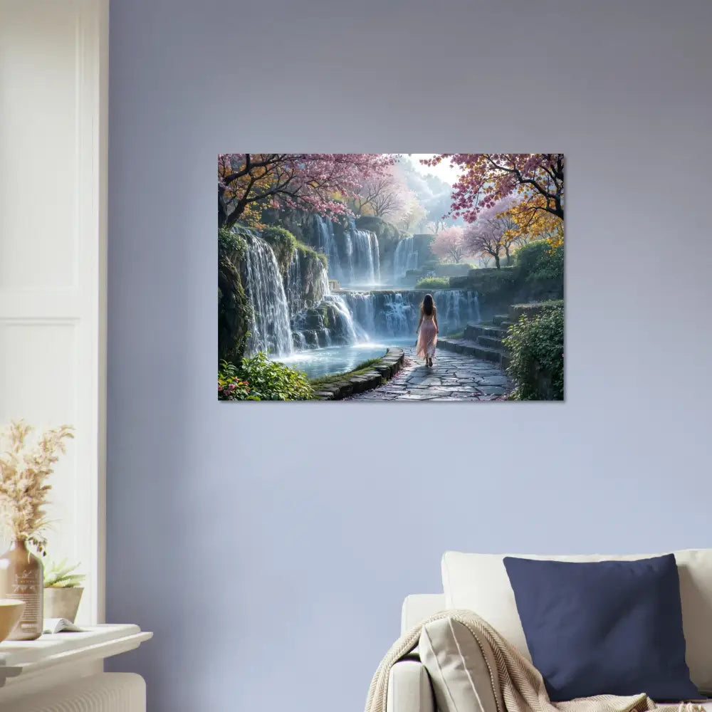 Aluminum Print Waterfall Landscape Wall Art The Waterfall Orchard PixiOnyx Vivid Metalflow