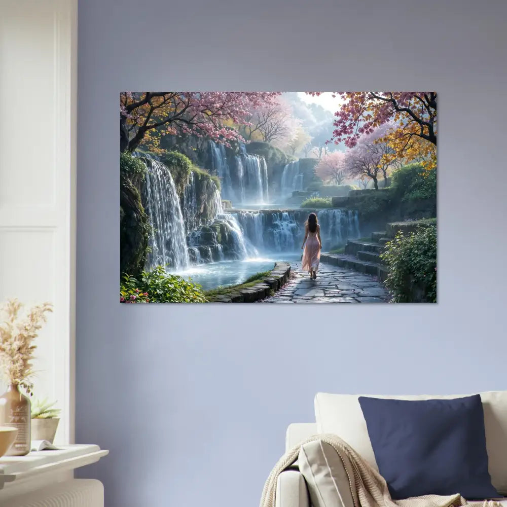 Vivid Metalflow Aluminum Print of Waterfall Orchard Canvas Wall Art