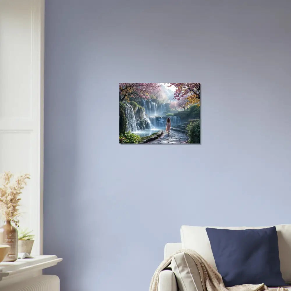 Framed waterfall artwork Aluminum Print The Waterfall Orchard PixiOnyx Vivid Metalflow Edition