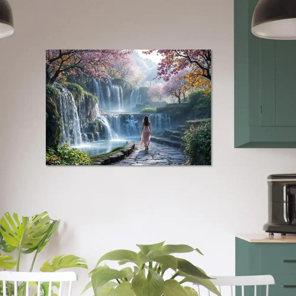 Vivid Metalflow Edition Aluminum Print of Waterfall Landscape Canvas at The Waterfall Orchard