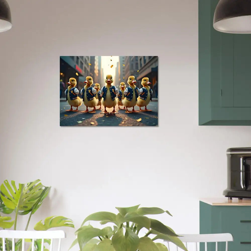 Duckling parade artwork on Aluminum Print for Varsity Duck Squad by PixiOnyx