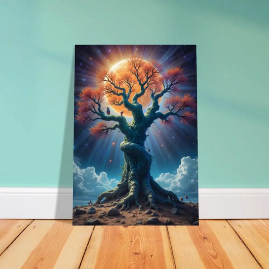 Fantasy tree art print on Aluminum Tree of Light Print Cosmic Roots Wall Art