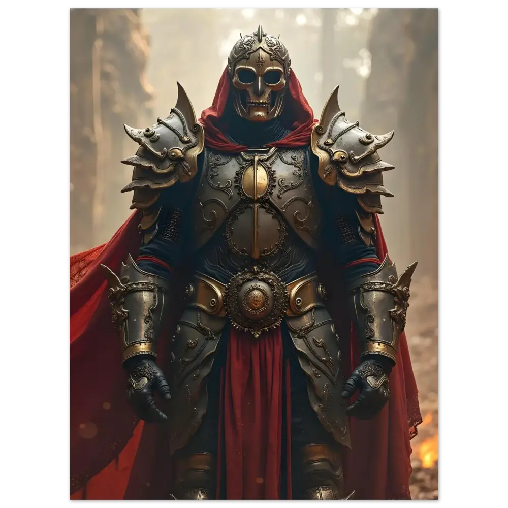 Ornate knight in full armor displayed on Steel Oath Armoured Warrior Metal Print by PixiOnyx