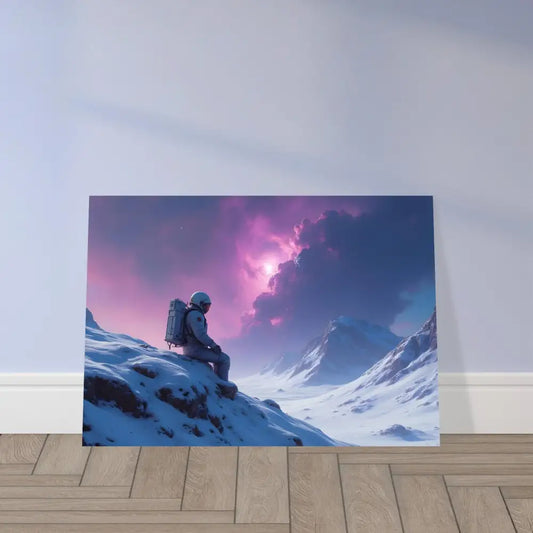 Astronaut in snowy mountain landscape artwork for Astronaut Poster Void Solitude PixiOnyx