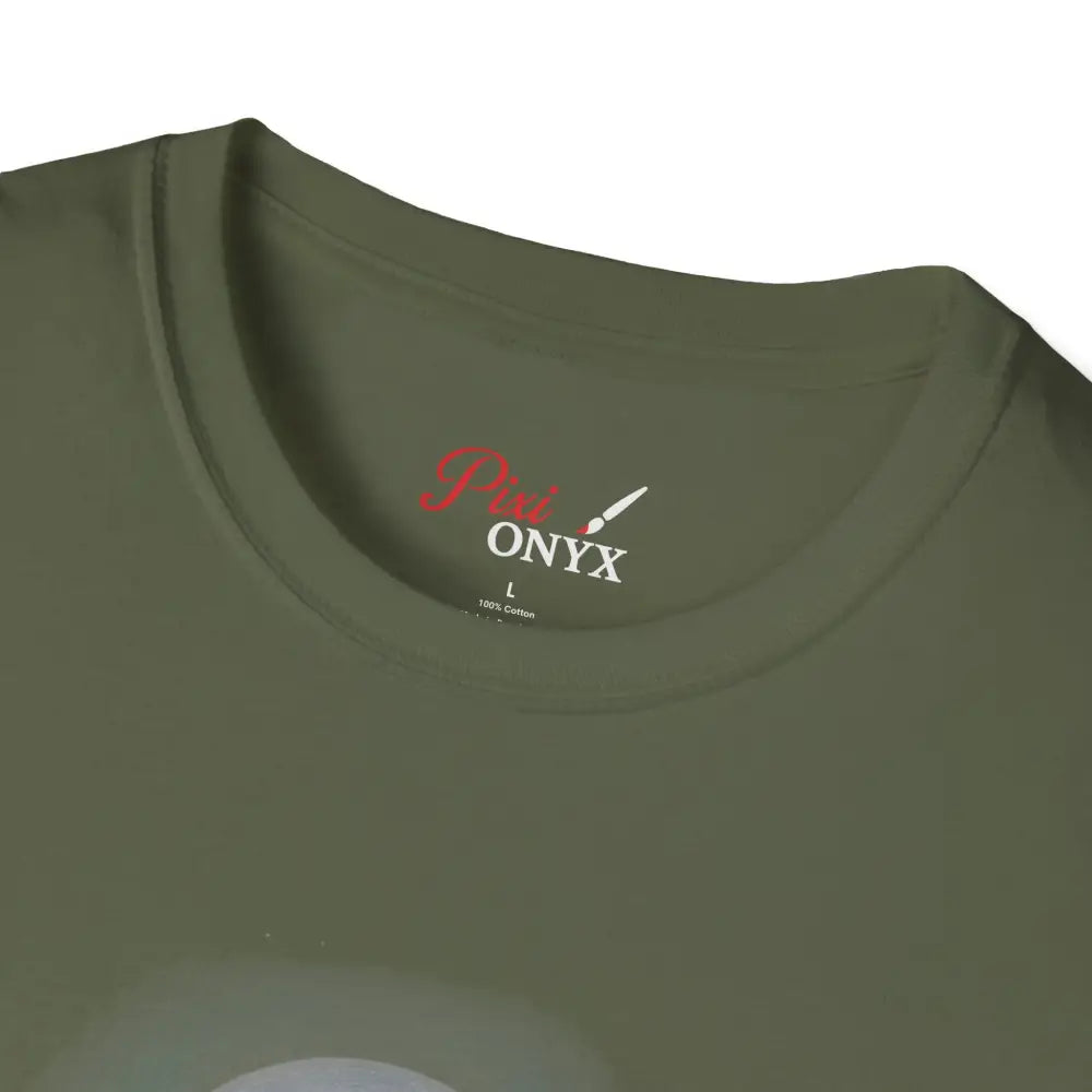 Olive green crew-neck T-shirt with ribbed knit collar and shoulder tape stabilizes for outdoor enthusiasts