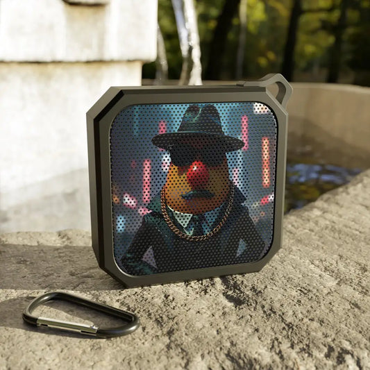 Square portable Bluetooth speaker featuring a gangster-themed design, perfect for parties