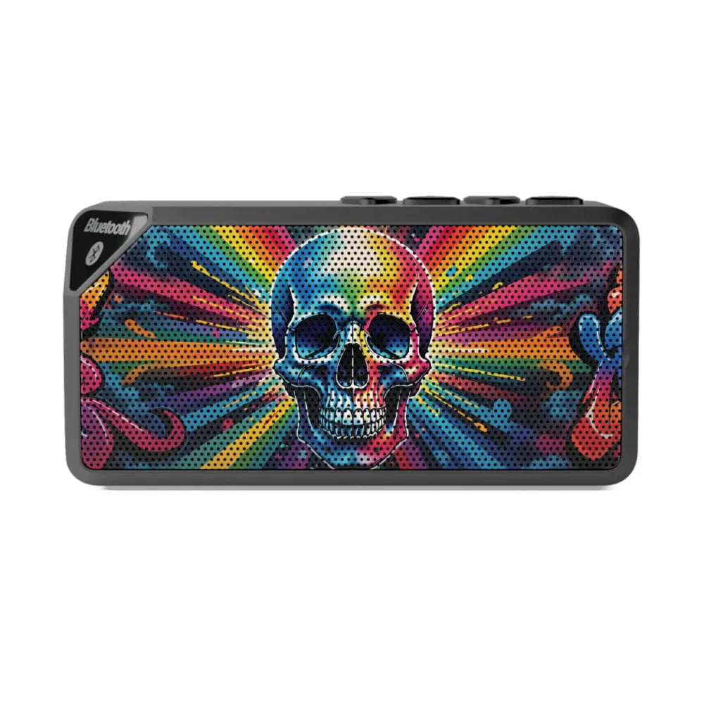 Rectangular Bluetooth speaker with colorful skull graffiti design for street music style