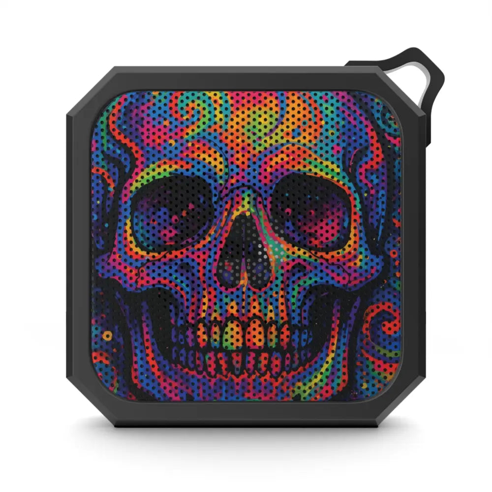 Square Bluetooth speaker with colorful skull design from PixiOnyx Festival Audio Vibe