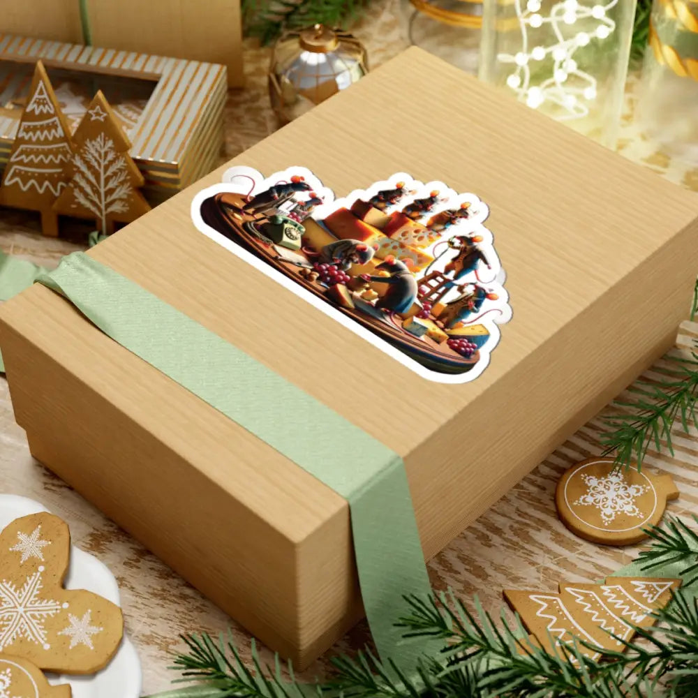 Gift box with a Sticker from Boardroom Brie-Down Cheese Mafia Mouse Cartoon Vinyl Decal