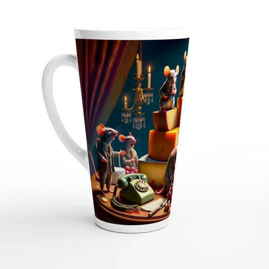 Latte mug with mouse illustration from Boardroom Brie-down Dairy Directive PixiOnyx 17oz Mug