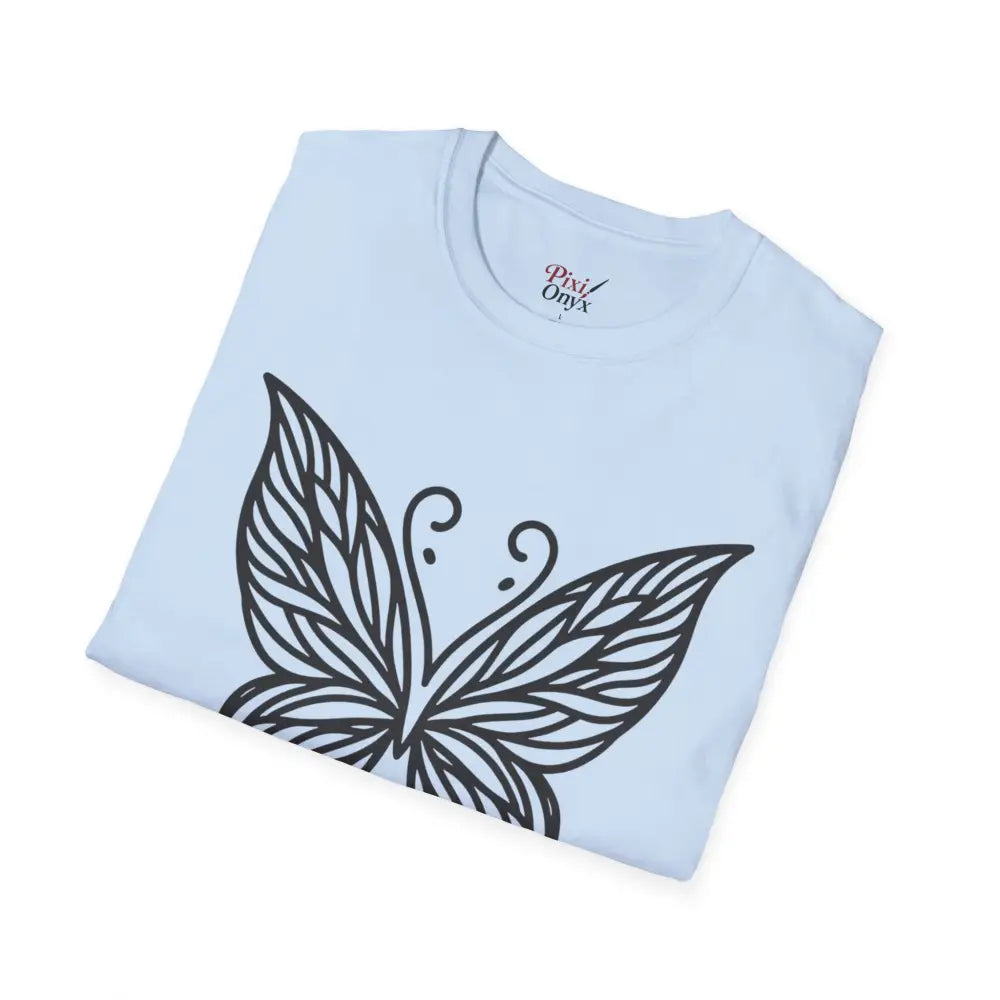 Light blue Butterfly Graphic Unisex T-Shirt with lightweight fabric and low heat design