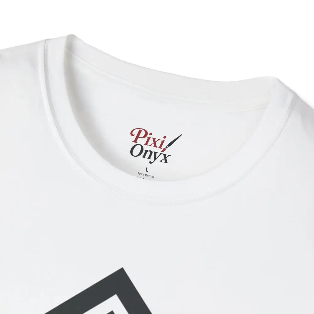 White crew-neck T-shirt with printed label made from ring-spun cotton for ultimate comfort