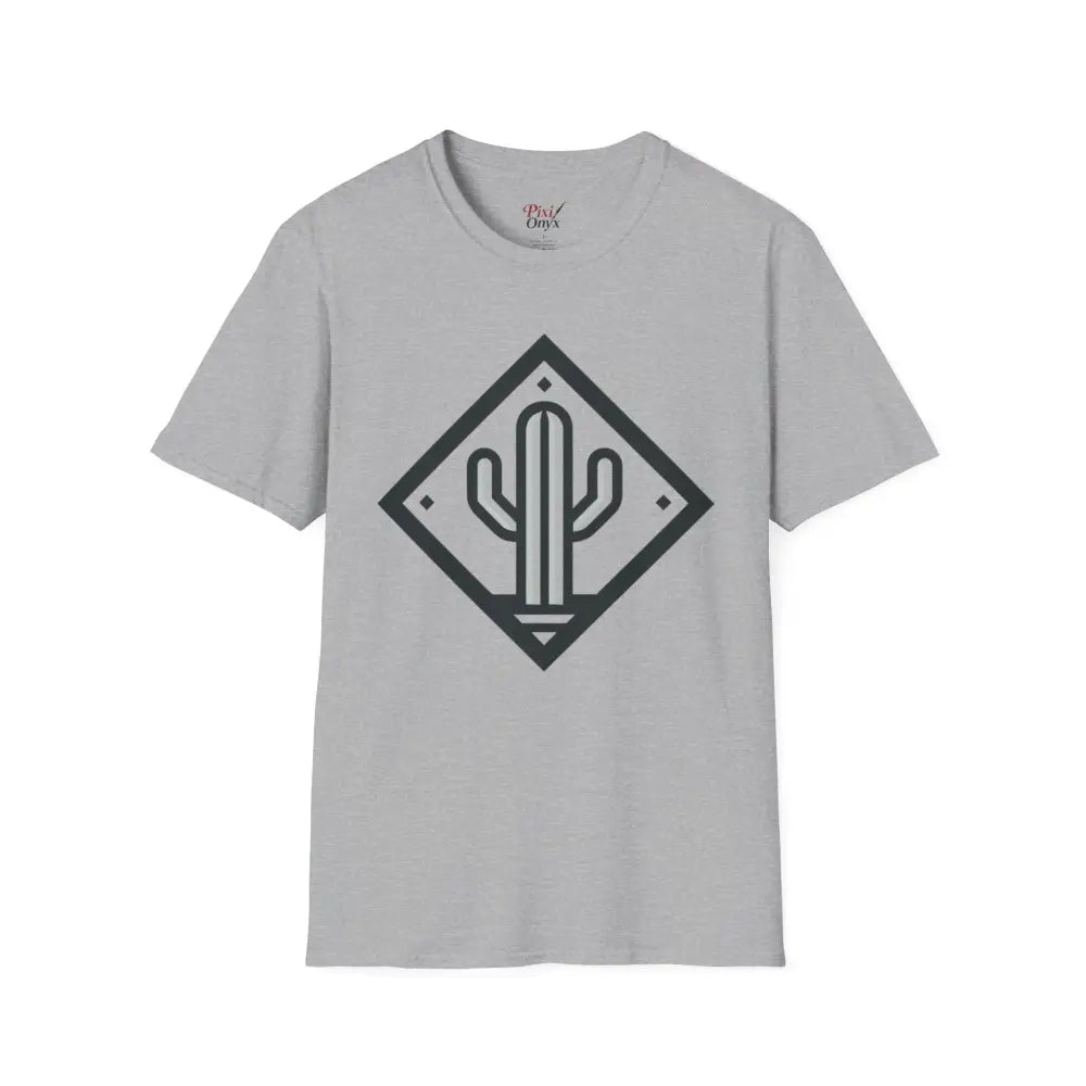 Light grey unisex T-shirt with cactus graphic, eco-friendly, ring-spun cotton, ultimate comfort