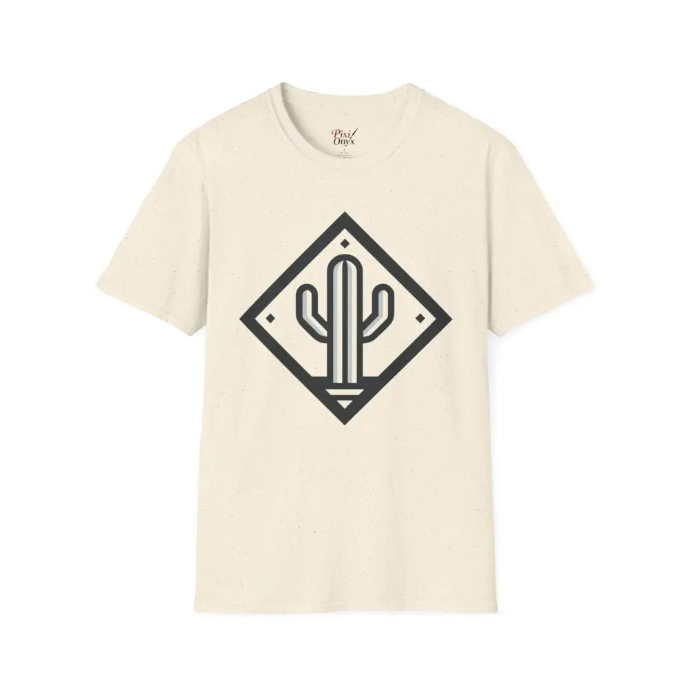 Cream-colored short-sleeve T-shirt with cactus graphic, eco-friendly, ring-spun cotton for ultimate comfort
