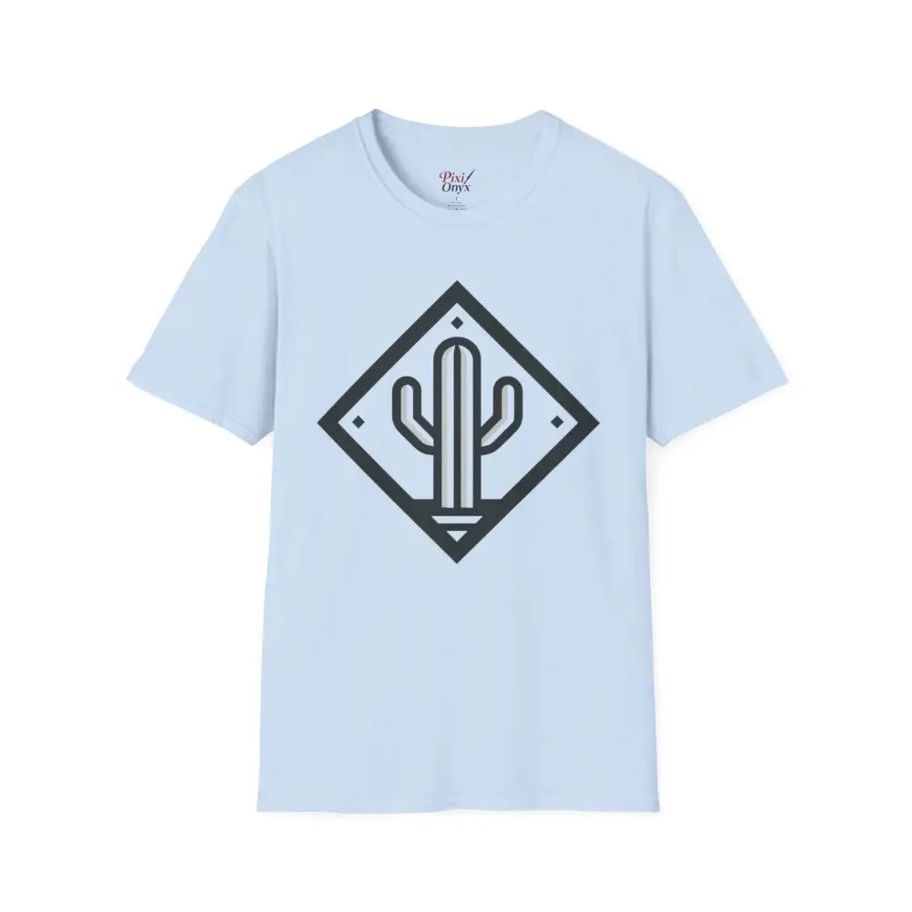 Light blue short-sleeve T-shirt with cactus graphic made from ring-spun cotton for ultimate comfort