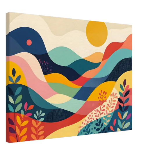 Colorful abstract landscape painting on PixiOnyx Dreamscape Canvas