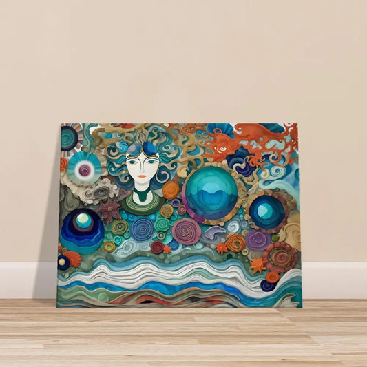 Ocean-themed artwork featuring a woman’s face on PixiOnyx Dreamscape Canvas