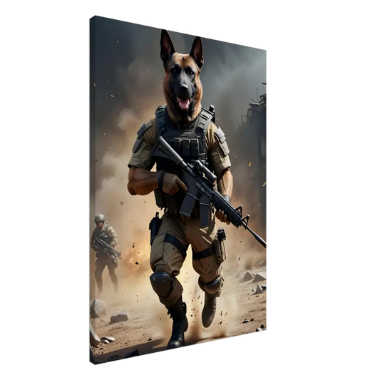 Anthropomorphic dog soldier from Canvas Battlehound Vanguard PixiOnyx Urban Warrior