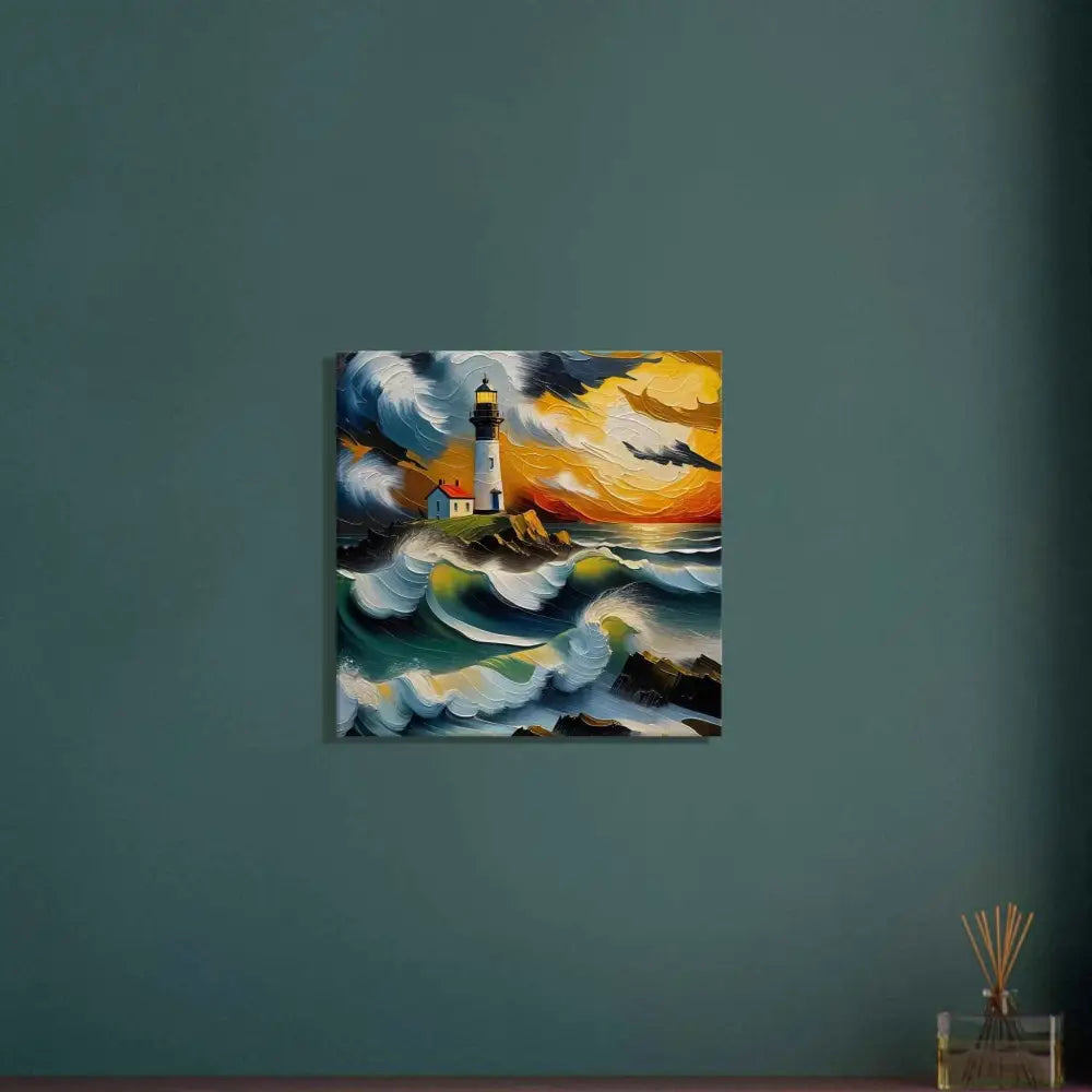 PixiOnyx Oceanstorm Canvas showing waves clash and fury beneath a lighthouse scene