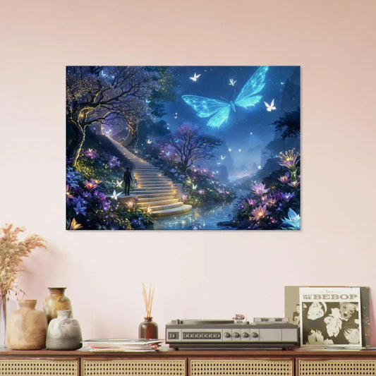 Fantasy butterfly staircase artwork on Canvas Biolumina The Valley Beyond PixiOnyx