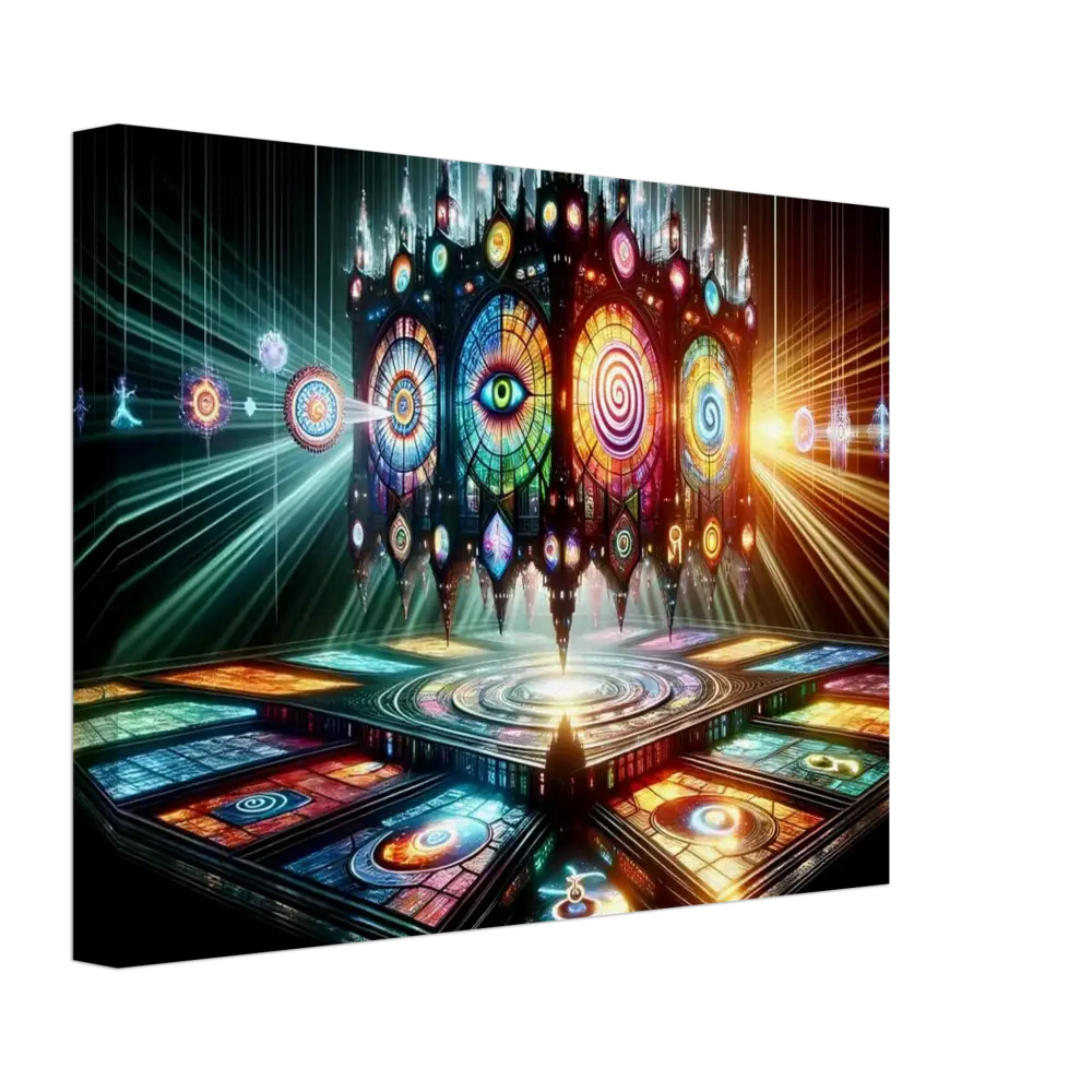 Colorful stained-glass temple in Canvas – Cathedral of the Mind’s Eye PixiOnyx Light Display