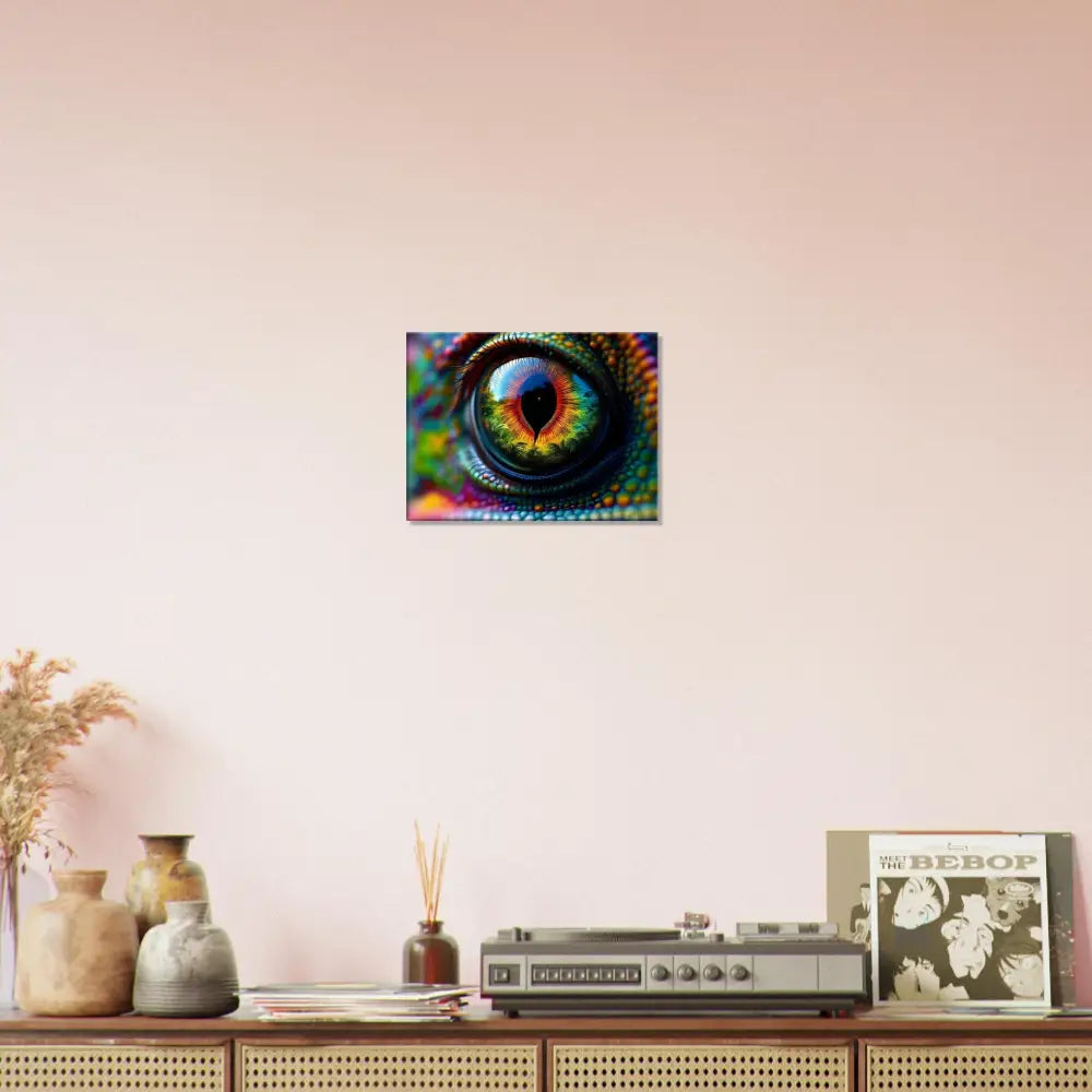 Colorful reptile eye canvas artwork from PixiOnyx Hypnotic Gaze collection
