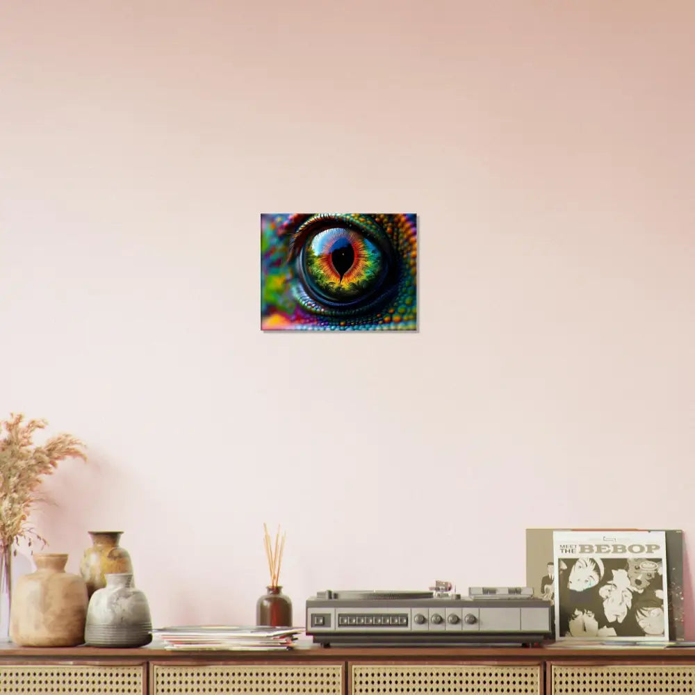 Colorful reptile eye art on Canvas Chameleon’s Prism PixiOnyx Hypnotic Gaze artwork