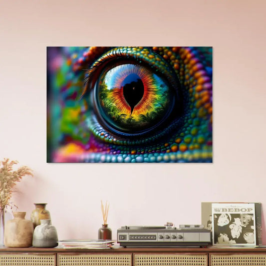 Colorful chameleon eye art on Canvas – Chameleons Prism PixiOnyx Hypnotic Gaze