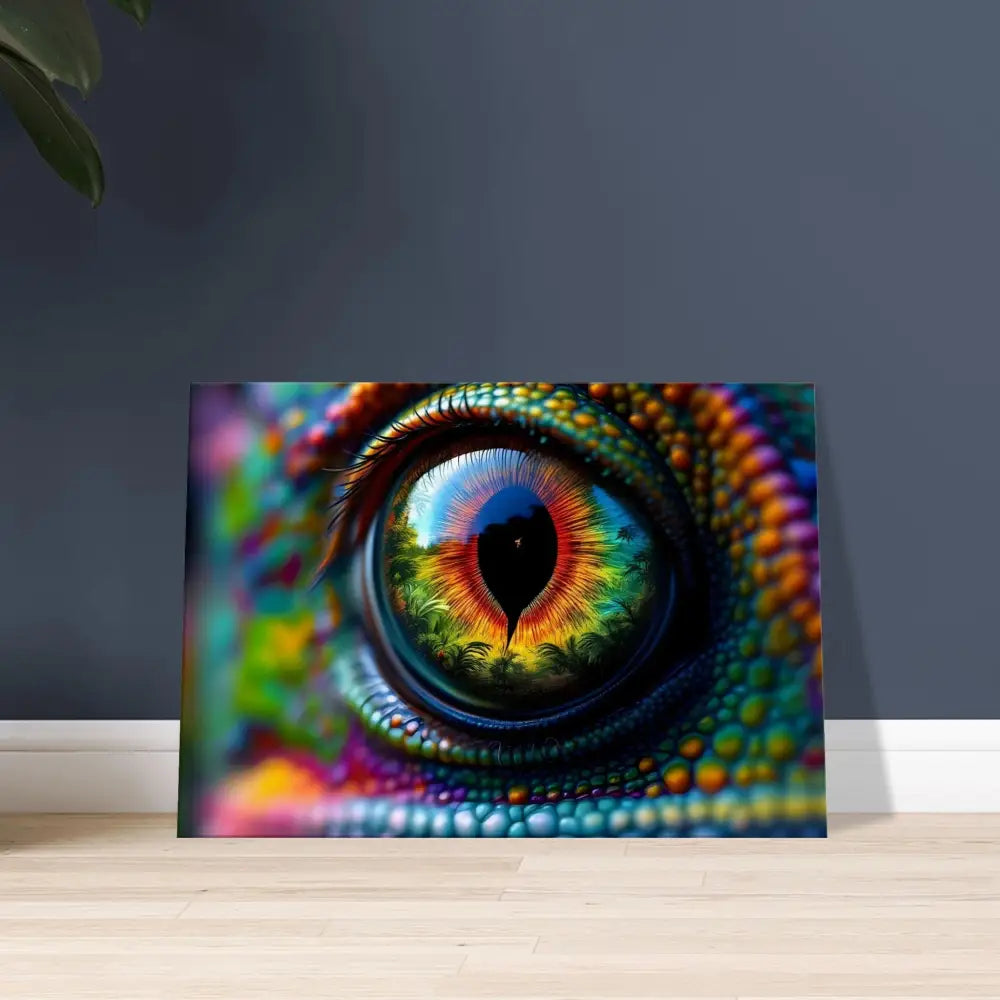 Colorful chameleon eye canvas from PixiOnyx Hypnotic Gaze product for vibrant decor