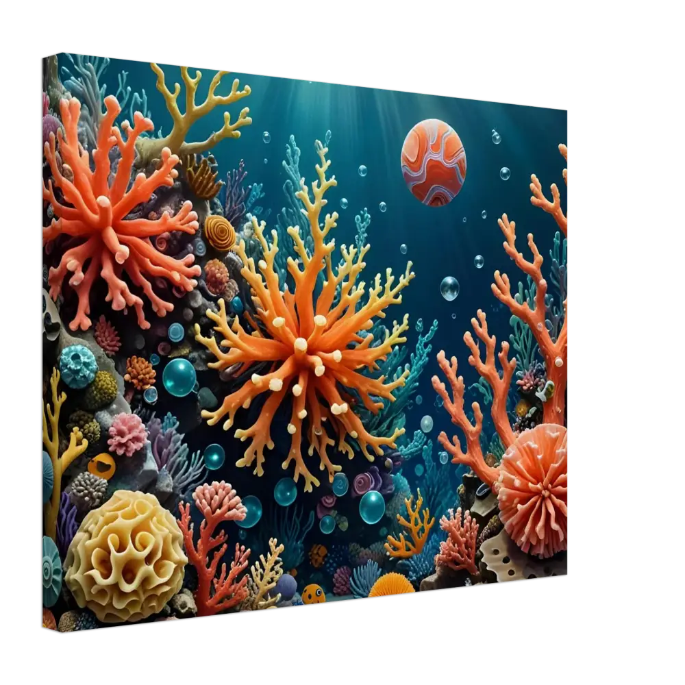 Vibrant coral reef ecosystem in Canvas – Coral Reverie by PixiOnyx Undersea Dreamscape