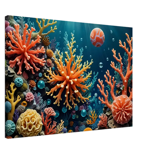 Vibrant coral reef ecosystem artwork on Canvas Coral Reverie PixiOnyx Undersea Dreamscape