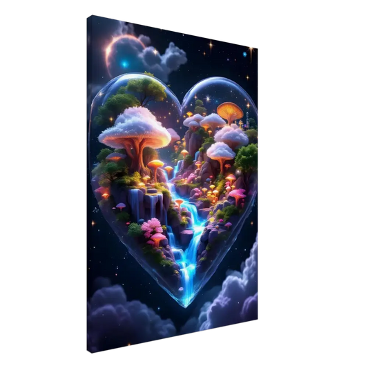 Heart-shaped fantasy landscape on Canvas Cosmic Heart PixiOnyx Soft Dreamscape Edition