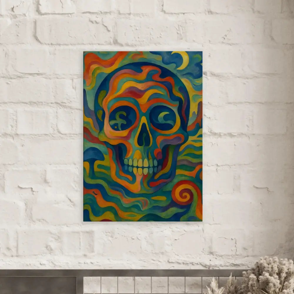 Colorful psychedelic skull art on Canvas – Craniocolor | PixiOnyx Abstract Psychedelic Skull Wall Art