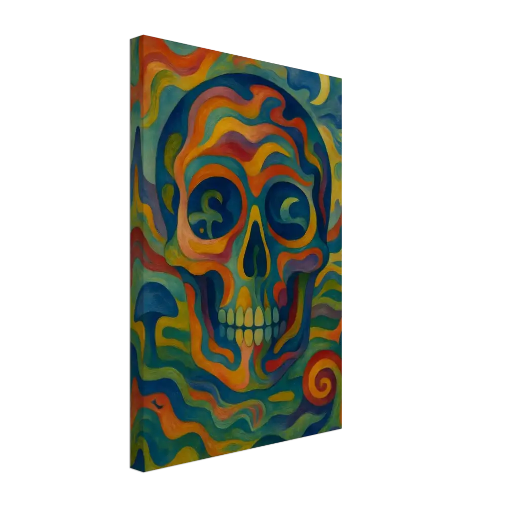 Colorful psychedelic skull painting on Canvas Craniocolor PixiOnyx abstract wall art