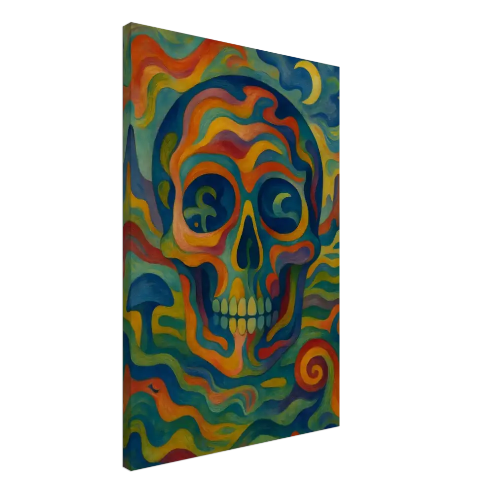 Colorful psychedelic skull painting on Canvas – Craniocolor PixiOnyx abstract wall art